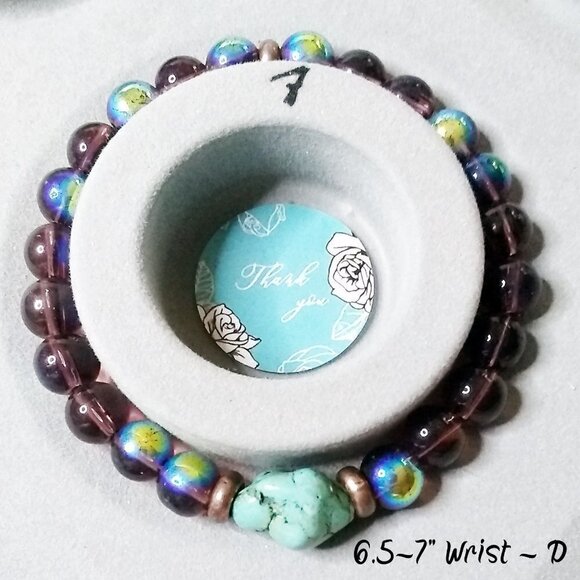 Flashy Beaded Stretch Bracelet! Turquoise Magnesite! Various Sizes - Pick Yours! - Picture 12 of 14